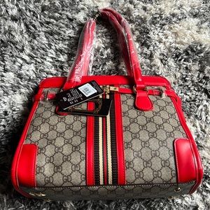 Red & brown/tan Handbag